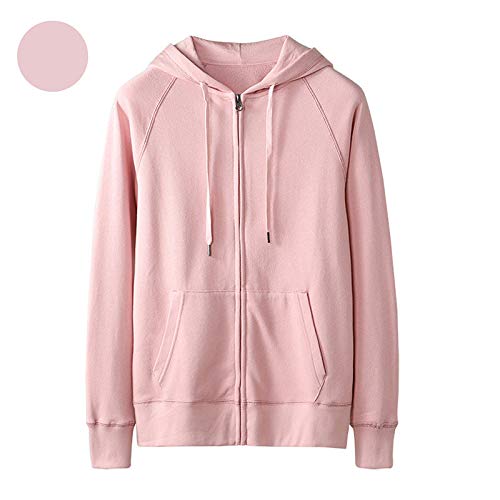 U/A - Sudadera con capucha para mujer (algodón, cierre de cremallera, para primavera y otoño, manga larga) Almidón de raíz de loto. M