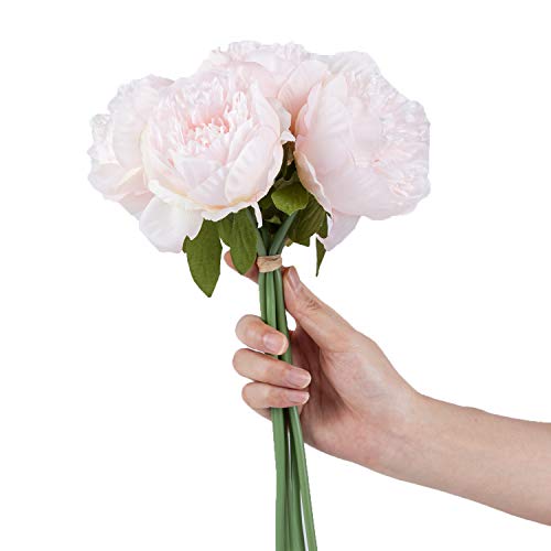 U'Artlines - Ramo de flores artificiales de seda para decoración, seda sintética, 5 cabezas rosas., 1 pack