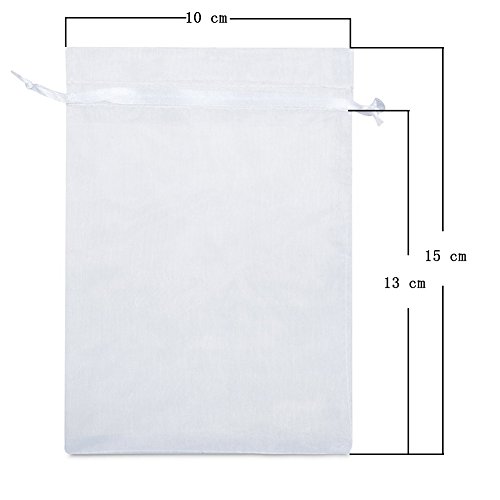 UCLEVER 50 Piezas bolsitas de Organza Blanco Bolsas de Tul para Regalos Joyas Bodas Tansparente, 10x15cm