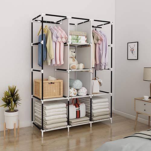 UDEAR Armario de Tela Plegable Ropa Organizador Closet portátil Guardarropa Negro