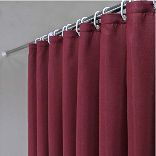 ufengke Cortinas de Ducha Rojo Vino con 12 Ganchos,Color Sólido Cortina de Ducha de Tejido Prueba de Moho Impermeable al Baño (180X180cm)