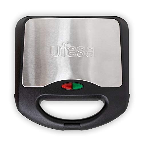 Ufesa SW7860 - Sandwichera 750W, Placas antiadherentes, Sellado Perfecto, Sin BPA, INOX