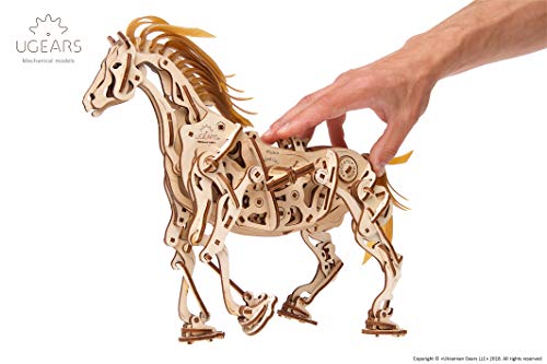 UGEARS Caballo Mecánico - Puzzle 3D para Niños y Adultos - Mecánico Rompecabezas de Madera DIY