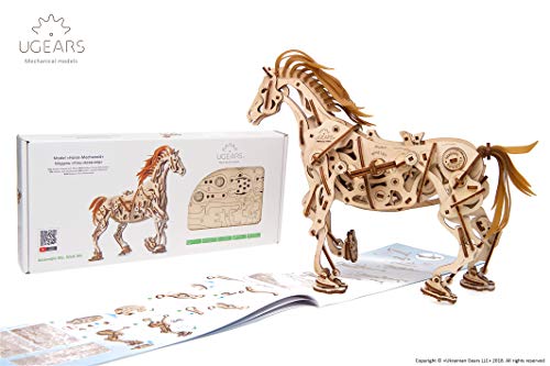 UGEARS Caballo Mecánico - Puzzle 3D para Niños y Adultos - Mecánico Rompecabezas de Madera DIY