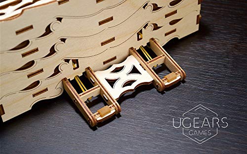 UGEARS Modelo Mecánico Puzzle 3D - Soportes de Juego de Cartas - Card Holder - Caja de Madera Tarjeta de Juego Estuche Funda para 12 Mazo de Naipes Maquetas para Construir Adultos para Juegos de Mesa