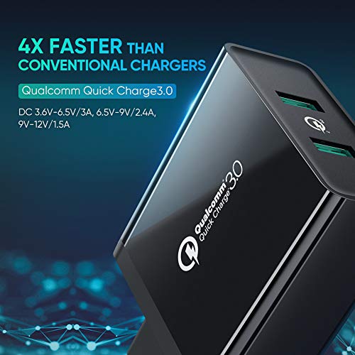 UGREEN Cargador Móvil Rápido, Cargador QC 3.0 2 Puertos USB, 36W Cargador Rápido Pared Quick Charge 3.0 para Samsung S10 S9, Xiaomi Mi A3 Mi 8 Mi 9 Redmi Note 8 Redmi Note 7, Huawei P40, BQ Aquaris X