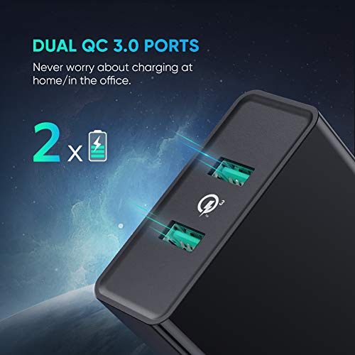 UGREEN Cargador Móvil Rápido, Cargador QC 3.0 2 Puertos USB, 36W Cargador Rápido Pared Quick Charge 3.0 para Samsung S10 S9, Xiaomi Mi A3 Mi 8 Mi 9 Redmi Note 8 Redmi Note 7, Huawei P40, BQ Aquaris X