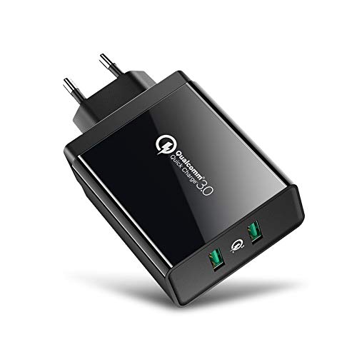 UGREEN Cargador Móvil Rápido, Cargador QC 3.0 2 Puertos USB, 36W Cargador Rápido Pared Quick Charge 3.0 para Samsung S10 S9, Xiaomi Mi A3 Mi 8 Mi 9 Redmi Note 8 Redmi Note 7, Huawei P40, BQ Aquaris X