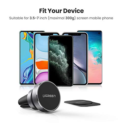 UGREEN Soporte Iman Coche Movil Soporte Magnetico Teléfono Móvil Coche para Rejilla del Aire 360° Rotación, Magnetic Car Mount para iPhone 11 Pro MAX X 8 Xiaomi Redmi Note 8 Samsung S20 Huawei P40