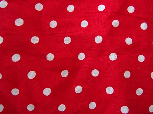 UK Fabrics Online Rojo/Blanco Lunares Punto Tela Polycotton por Metros - Rojo