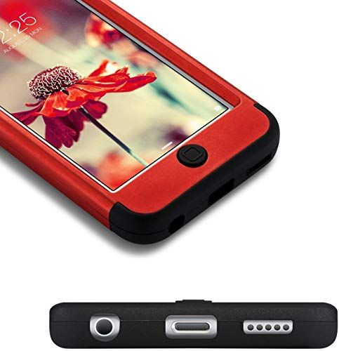 ULAK Funda iPod Touch 7, iPod Touch 5/6 Carcasa Híbrido 3 en 1 Silicona Suave Cubierta de la Suave Resistente a Rayones Absorción de Choque Caso para iPod Touch 5ª/6ª/7ª Generación - Rojo