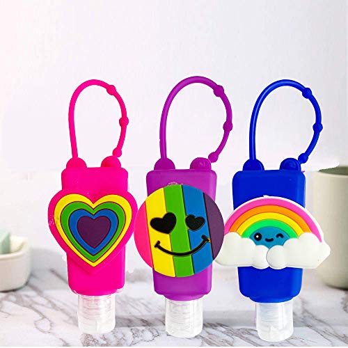 Ulife Mall 6 Piezas Botellas de Viaje Portátiles, 30ml Botellas Vacía Contenedor Rellenable para Desinfectante de Manos, Jabón Líquido, Champús, Loción Accesorios de Viaje para Niños - Arco Iris