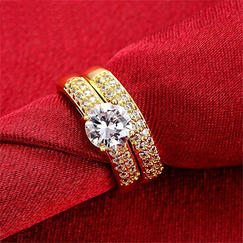 Uloveido Pareja de Boda Joyería a Juego para Mujeres y Hombres Anillos de época Anillo de Dedo de Titanio para niñas Solitario Anillo de topacio de Cristal Tamaño 19 KR005