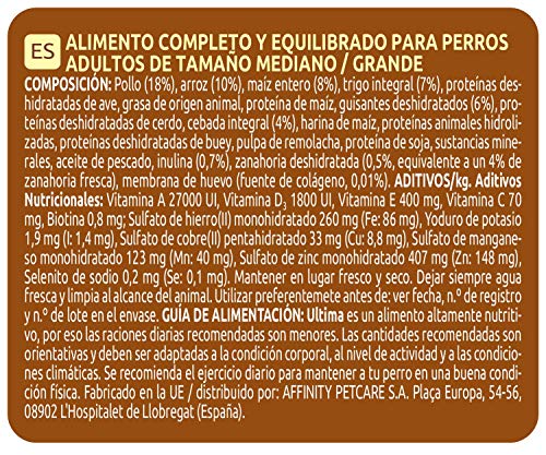 ultima Pienso para Perro Medium-Maxi Adulto con Pollo, Pack de 3 x 3 kg - Total 9 kg