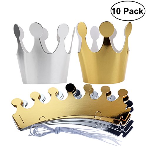 ULTNICE 10pcs cumpleaños de Papel de la Corona Princesa Partido Princesa Party Favors para niños (Plata de Oro)