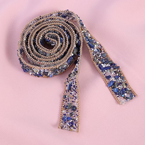 ULTNICE Crystal Rhinestone Dress Sash Belt DIY Hats Shoes Bag adornos 1m (azul)