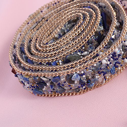 ULTNICE Crystal Rhinestone Dress Sash Belt DIY Hats Shoes Bag adornos 1m (azul)