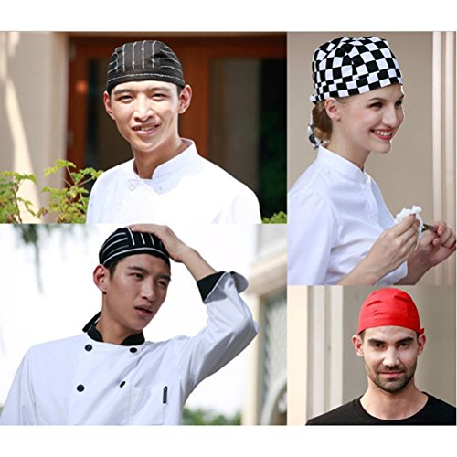 ULTNICE Sombrero de Cocineros Gorro de Cocina de Moda Cocina Gorro de cráneo Gorro de Cinta Turbante (Negro)