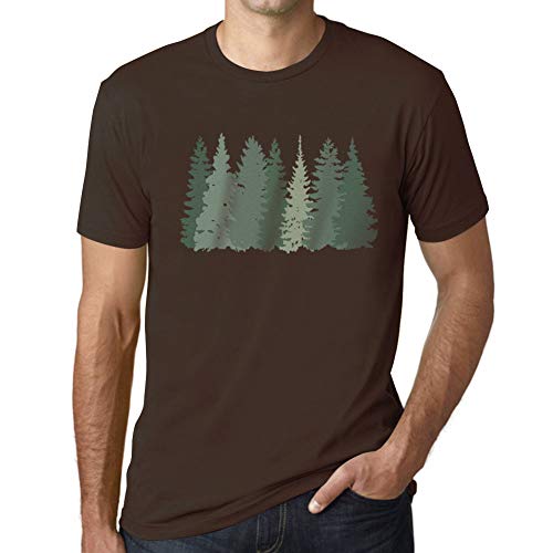 Ultrabasic - Hombre Camiseta Gráfico tee Shirt Árboles Forestales Chocolate