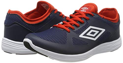 Umbro Velo Run, Zapatillas de Running para Hombre, Azul (Dark Navy/White/Shocking Orange FSU), 43 EU