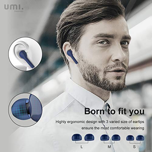 Umi by Amazon Auriculares inalámbricos Bluetooth 5.0 con Hybrid Drivers Quad Umibuds Altavoces de grafeno duales dinámicos Auriculares Bluetooth inalambricos estéreo IPX7 Resistentes al Agua (Azul)