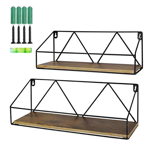 UMI. by Amazon Estantes flotantes rústicos de Madera para baños, Salas de Estar o cocinas, Set de 2