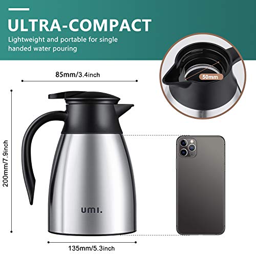 Umi. by Amazon - Jarra Térmica, Termo de Acero Inoxidable para café con doble pared de aislamiento al vacío, 1 L