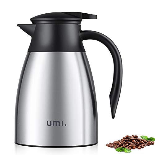 Umi. by Amazon - Jarra Térmica, Termo de Acero Inoxidable para café con doble pared de aislamiento al vacío, 1 L