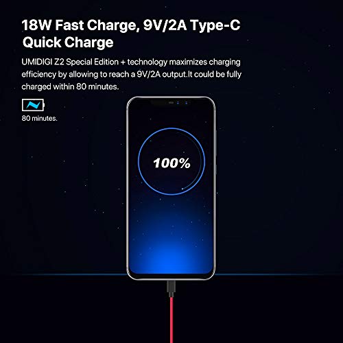 UMIDIGI Z2 Smartphone Libre Dual 4G Volte Smartphones con Bandas Globales Android 8.1Smartphone 19: 9 FHD 6.2 Pulgadas 4GB RAM + 64GB ROM 16MP + 8MP Cámara Cuádruple [Twilight]