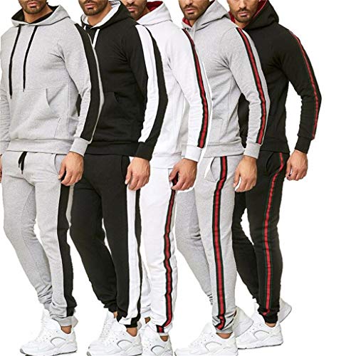 UMore Chándal para Hombre Conjunto de chándal para Hombre con cordón Sudadera con Capucha Pantalones de chándal para Gimnasio Deporte