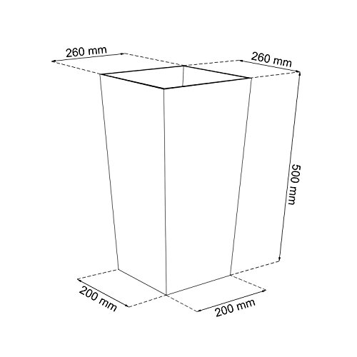 Unbekannt Macetero Urbi 50 cm Alto plástico Fower Pot con Interior Liner, 7 Colores, Antracita, 26.5x26.5x50 cm