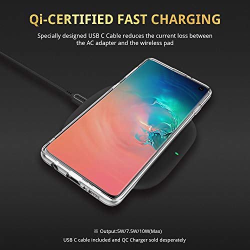 UNBREAKcable Cargador inalámbrico-Certificación Qi, Pad de Carga inalámbrica Compatible con iPhone XS MAX/XR/XS/X, Galaxy S10/S9/S9+/S8 - Black (Support 5 W/7.5 W/10 W)