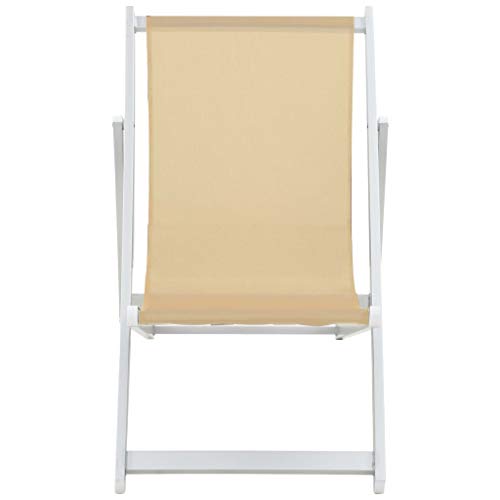 UnfadeMemory 2uds Tumbonas Plegables Jardin con Altura Ajustable 72/78/83cm,Sillas de Playa,Muebles de Jardín Camping Terraza Balcón o Patio,Aluminio y textilene,110x57x83cm (Crema)