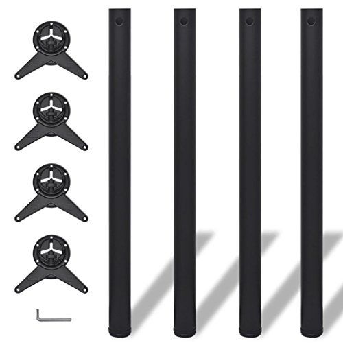 UnfadeMemory 4 Pack Patas para Mesa Regulables en Altura,Patas Extensibles de Mesa,Patas de Repuesto para Barras de Mesas,Desayuno,Encimeras,Escritorios,con Llave Allen,Hierro (Altura 870mm, Negro)