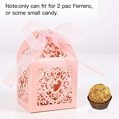 UNHO 25 Piezas Caja Papel para Boda Caja de Regalo para Caramelos Bombones Dulces Galletas Recuerdos Ideal para Boda Cumpleaños Fiesta Comunión Bautizo Color Rosado