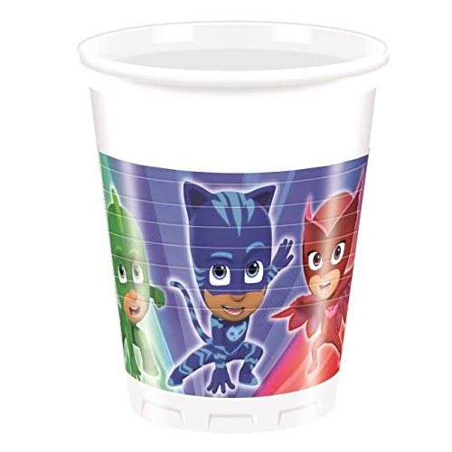 uni que Set de Cumpleaños 52 Piezas PJ Masks 16 niños (16 Platos, 16 Tazas, 20 servilletas + 10 Velas mágicas ofrecidas) Fiesta Mesa de decoración