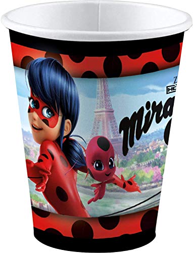 Uni que Set Prodigiosa Ladybug Decoración Cumpleaños 16 Niños (16 Platos, 16 Tazas, 20 servilletas) 10 Velas Mágicas ofrecidas Fiesta