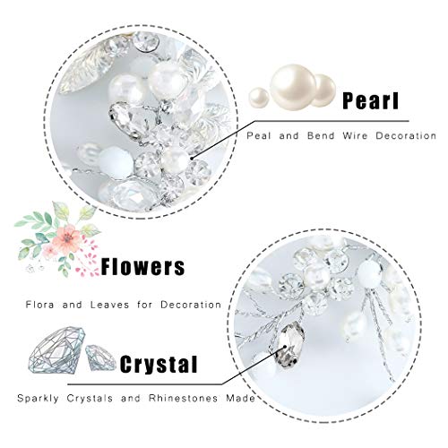 Unicra Silver Wedding Crystal Hair Vines Flor Hoja Tocados Accesorios para el cabello para la novia