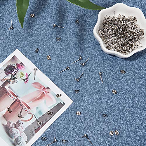 UNICRAFTALE 100pcs (50 Pares) Aretes de Acero Inoxidable, Componentes de Espárragos de Oreja de Pasador de 0.8 mm con Lazo Abierto, Ball Stud Earring with Earring Backs Hallazgos de Joyería