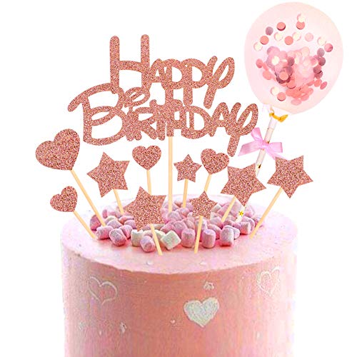 Unimall - Globo de confeti de 5 pulgadas para decorar tartas de cumpleaños, diseño de corazones y estrellas