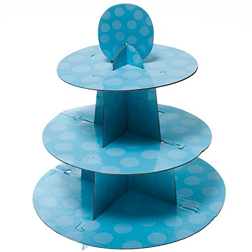 Unique Party 90399 - Soporte para Cupcakes para Baby Shower - Azul a Lunares