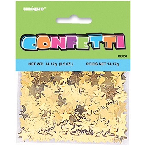 Unique Party- Confetti con forma de estrella, Color oro (90350)