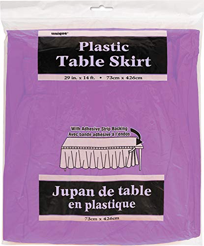 Unique Party- Falda de mesa de plástico, Color morado, 420 cm (50066)
