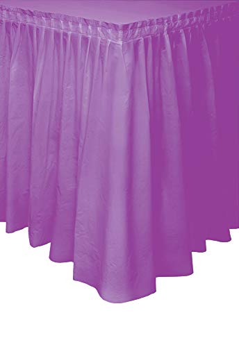 Unique Party- Falda de mesa de plástico, Color morado, 420 cm (50066)