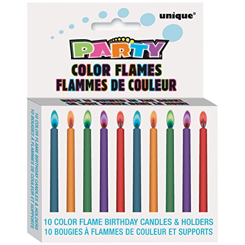 Unique Party Paquete de 10 Velas de cumpleaños y portavelas con Llama Colorida (34099) , Modelos/colores Surtidos, 1 Unidad