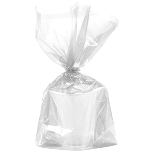 Unique Party- Paquete de 25 bolsas cono grande de celofán, Color transparente (61997)
