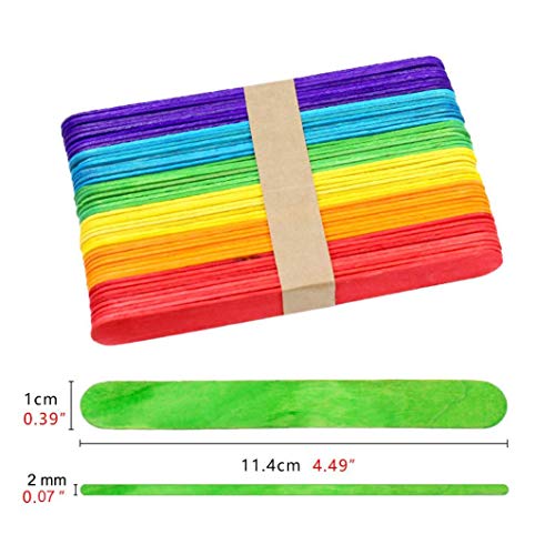 Unique Store 400 pcs Palos de madera natural Palos de Helado de Madera Natural Material para DIY Bricolaje Artesanía juguetes creativos hechos a mano para niños(11.4 x 1.0 CM)