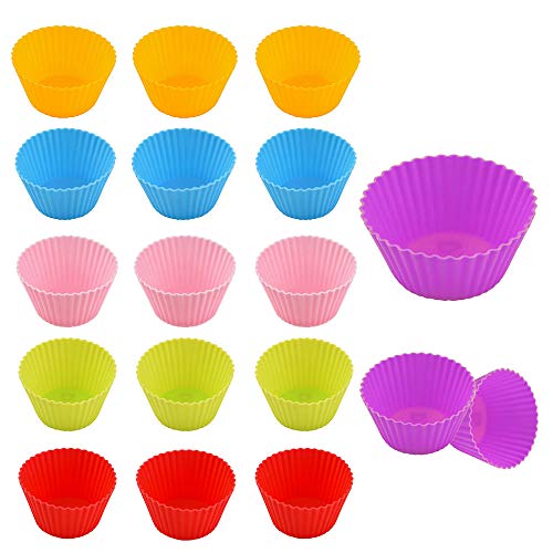 Unique'store 24 pcs Moldes de Horneado,Moldes para Magdalenas y Muffins,Moldes Reutilizables de Silicona,6-8 colores