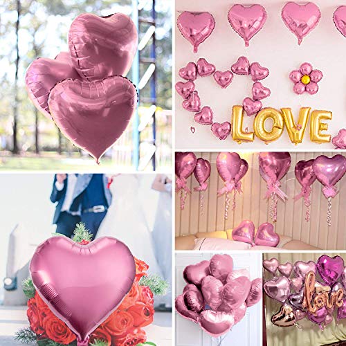 Unique'store 25 Globos en Forma de Corazón Globos de Papel de Aluminio para la Decoración del Partido Propuesta de Matrimonio Boda Aniversario Cumpleaños Decoración de Helio | Regalo (Rosa)