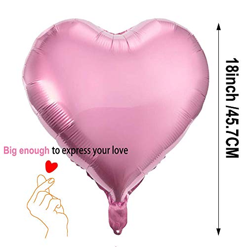 Unique'store 25 Globos en Forma de Corazón Globos de Papel de Aluminio para la Decoración del Partido Propuesta de Matrimonio Boda Aniversario Cumpleaños Decoración de Helio | Regalo (Rosa)